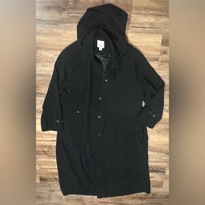 Anne Klein Black Hooded Trench Coat